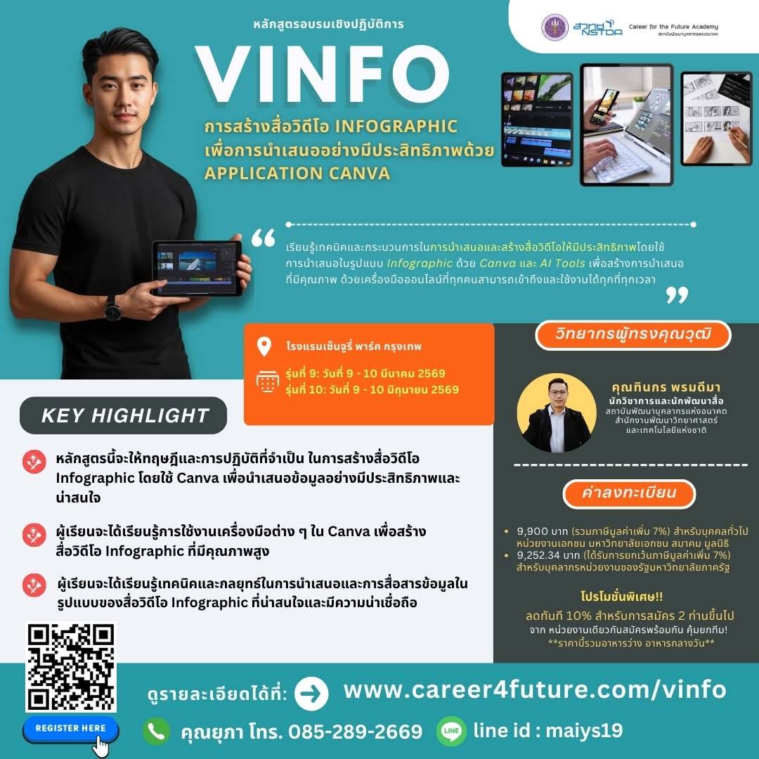 หลักสูตร การสร้างสื่อวีดีโอ Infographic เพื่อการสื่อสารอย่างมีประสิทธิภาพ รุ่นที่ 9