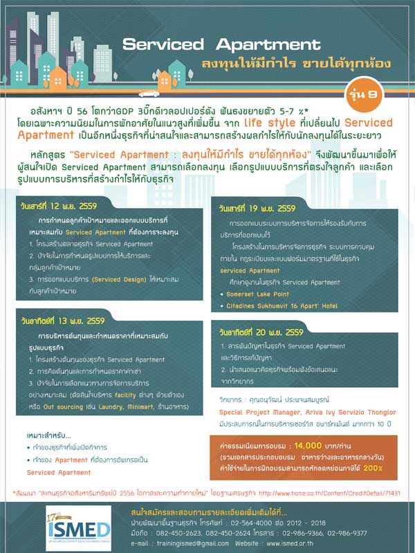 serviced Apartment ลงทุนให้มีกำไร ขายได้ทุกห้อง