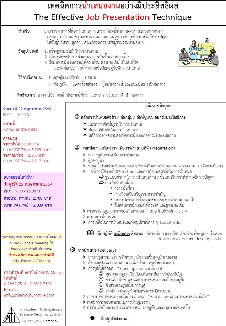 เทคนิคการนำเสนองานอย่างมีประสิทธิผล