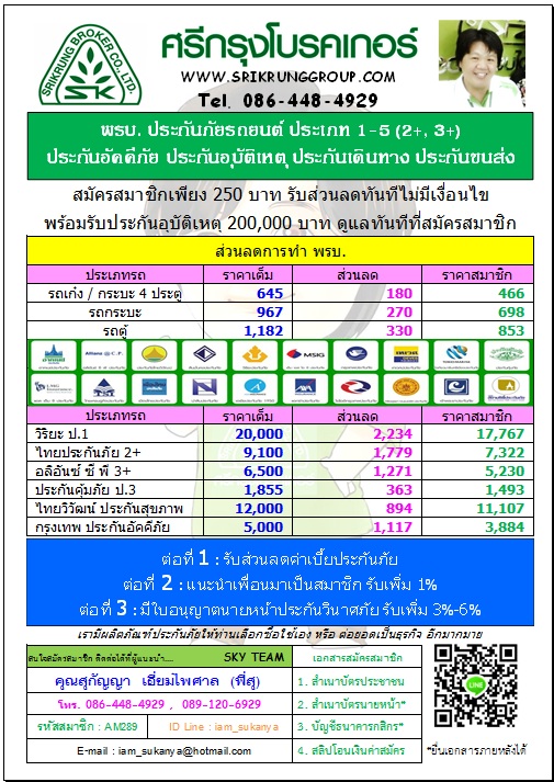 อบรมสร้างรายได้กับประกันรถยนต์