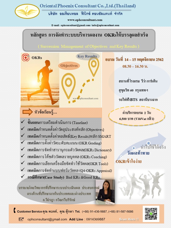 หลักสูตร การจัดทำระบบบริหารผลงาน OKRs ให้บรรลุผลสำเร็จ