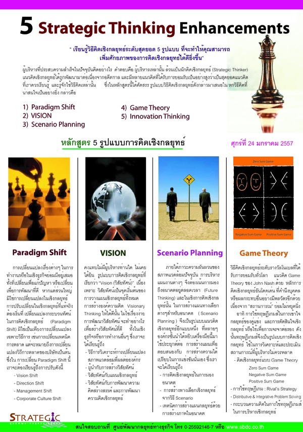 อบรมฟรี ...5 Strategic Thinking Enhancement