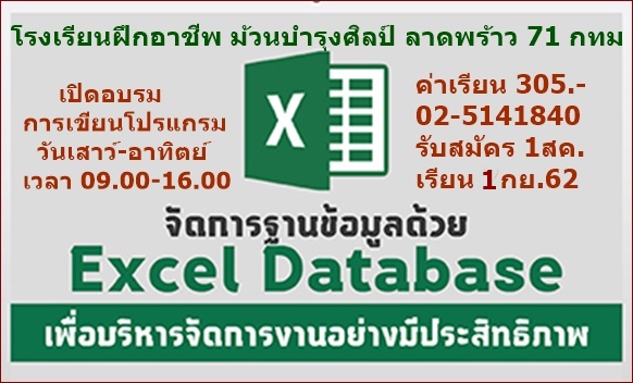 การเขียนโปรแกรมฐานข้อมูลด้วย Excel